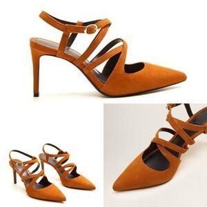 Mango Orange Strappy Heels